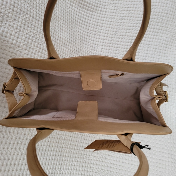 Margot New York Genuine Leather Bowling Bag in color Sand - Picture 5 of 8